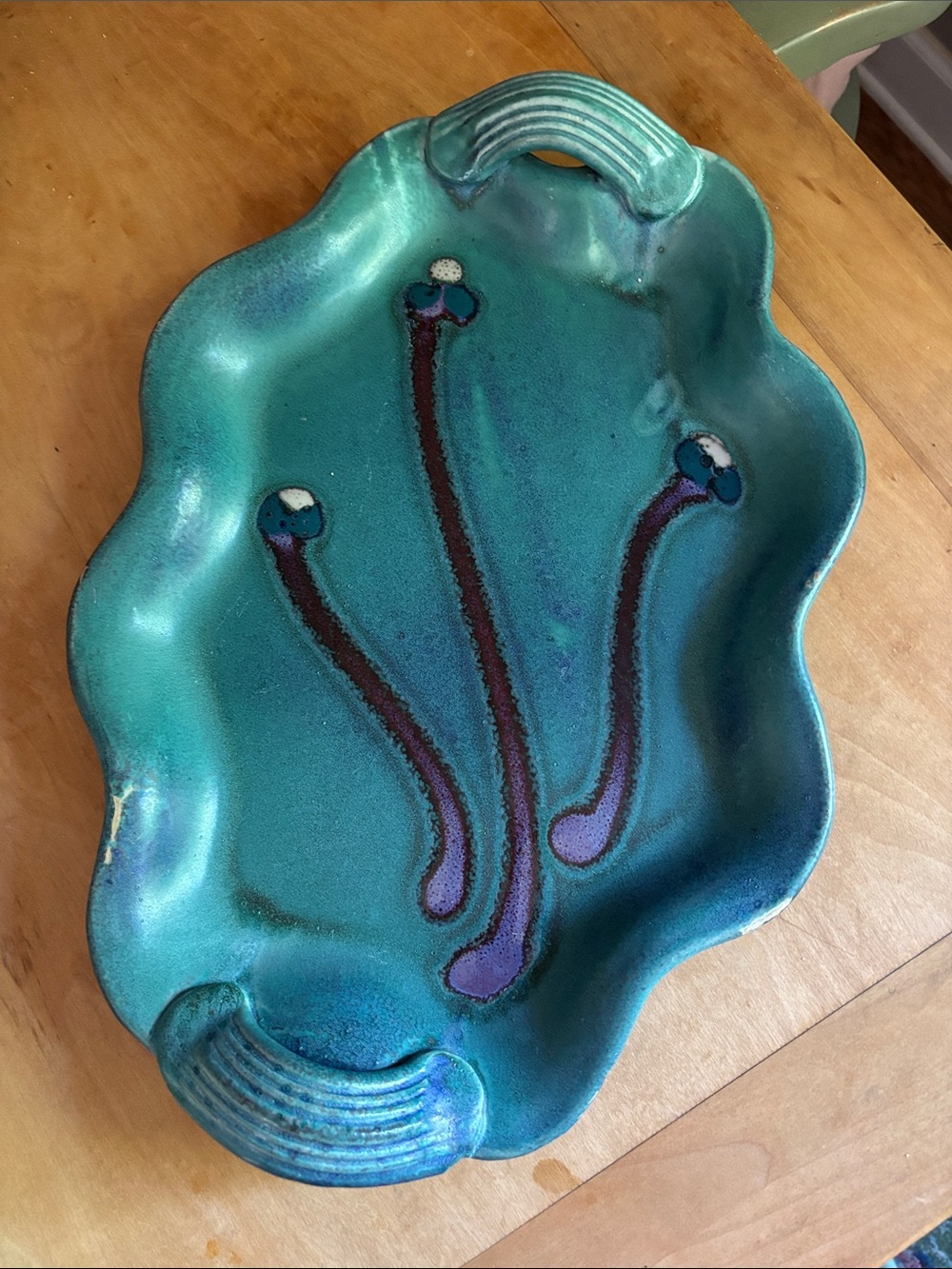 Artisan Turquoise Ceramic Serving Platter - Turquoise Glaze